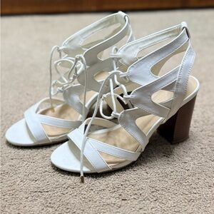Charlotte Russe White Lace-Up Block Heels